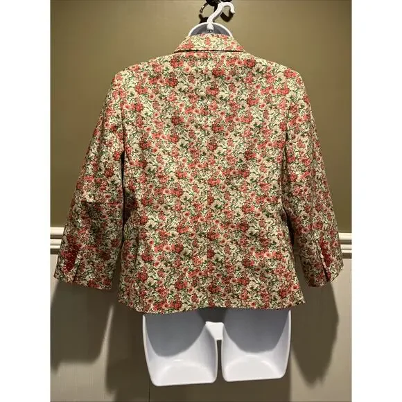 Talbots Cute Spring Floral Blazer Jacket Size 12P Red Pink Green Career - Picture 7 of 12